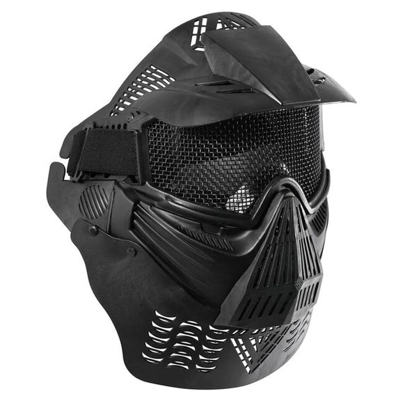 Airsoft mask Wosport with mesh and neck protection, black