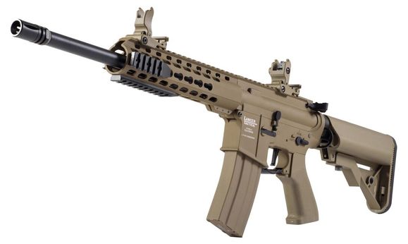 Airsoft submachine gun Lancer Tactical LT-19 G2 M4 10“ Proline Keymod full metal mosfet - ETU, Tan AEG