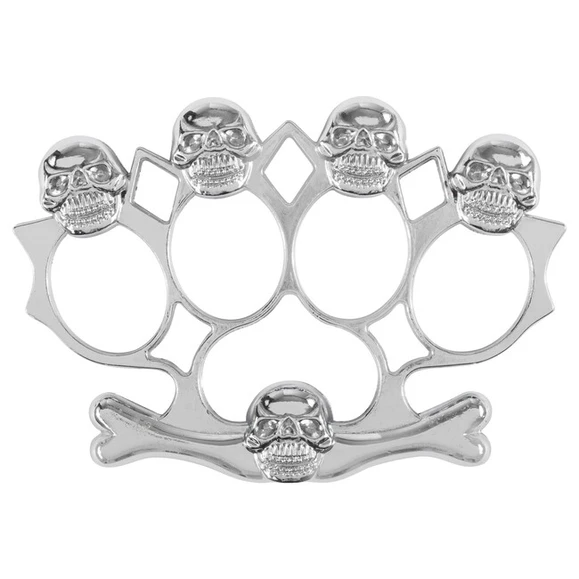 Brass knuckles, 4 x Skull, chrome