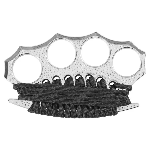Brass knuckles defensive with paracord, silver
