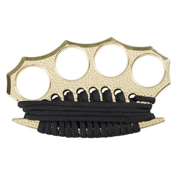 Brass knuckles defensive with paracord, gold