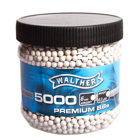 BB bullets 6 mm Walther, 0.20 g, 5000 pcs, white