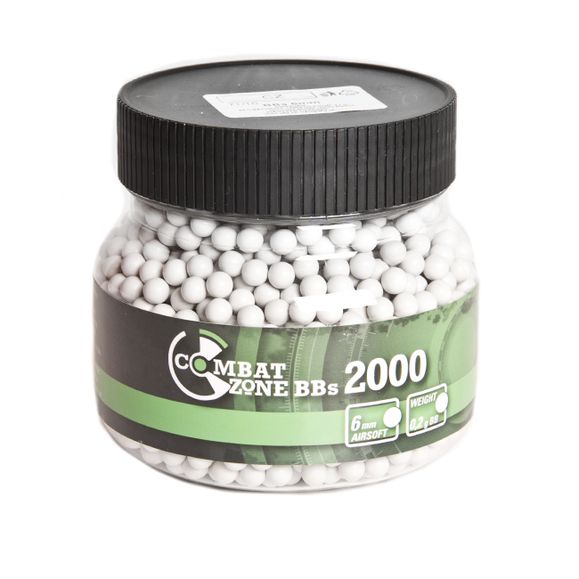 BB pellets, 6 mm, Combat Zone, 0.20 g, 2000 pcs, white