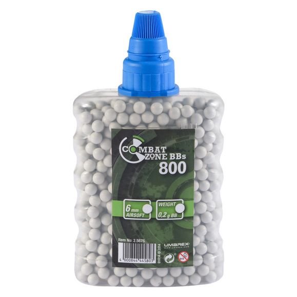 BB pellets, 6 mm, Combat Zone, 0.20 g, 800 pcs, white