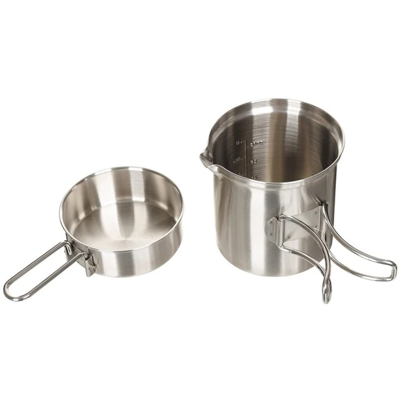 Stainless steel pan with mug, set