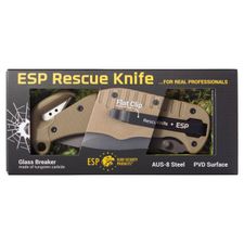 Rescue knife RKK-01, with combined blade, khaki