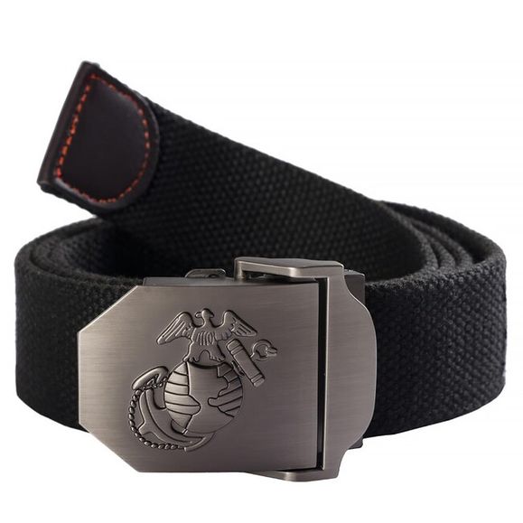 Nylon belt with metal buckle USMC, 4 cm black