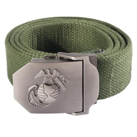 Nylon belt with metal buckle USMC, 4 cm green