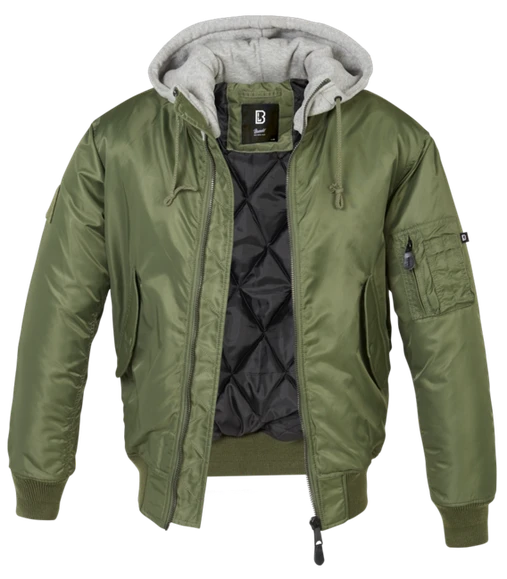 Men's Jacket Brandit MA1 Sweat Hooded Bomber, olive