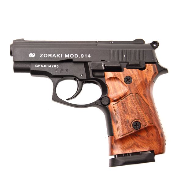 Gas pistol Atak Zoraki 914 Auto, black, cal. 9 mm, wood gunstock