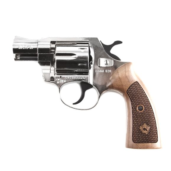 Gas revolver Alfa 020, nickel, wood, cal. 9  mm R Knall
