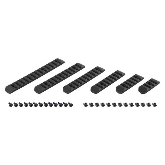 Set of polymer mounting rails for M-LOCK and Keymod, 6 pcs, black