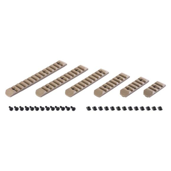 Set of polymer mounting rails for M-LOCK and Keymod, 6 pcs, tan